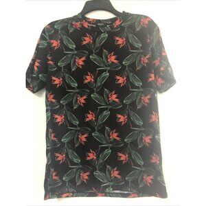 MENS FOREVER 21 FLORAL TROPICAL BLACK T-SHIRT SIZE Medium
